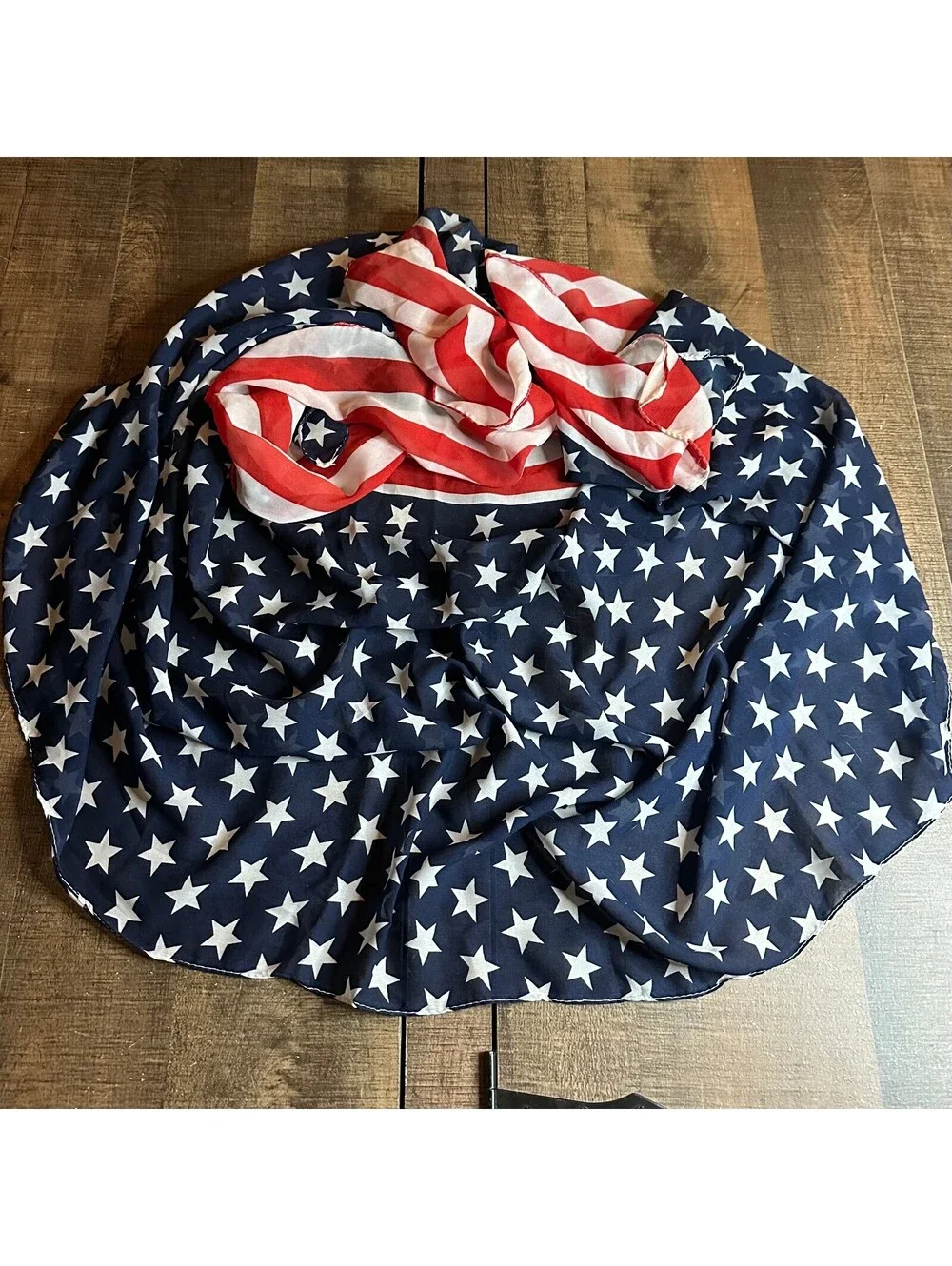 American Flag Patriotic Scarf Wrap Red White Blue Stars Stripes 27x31 USA